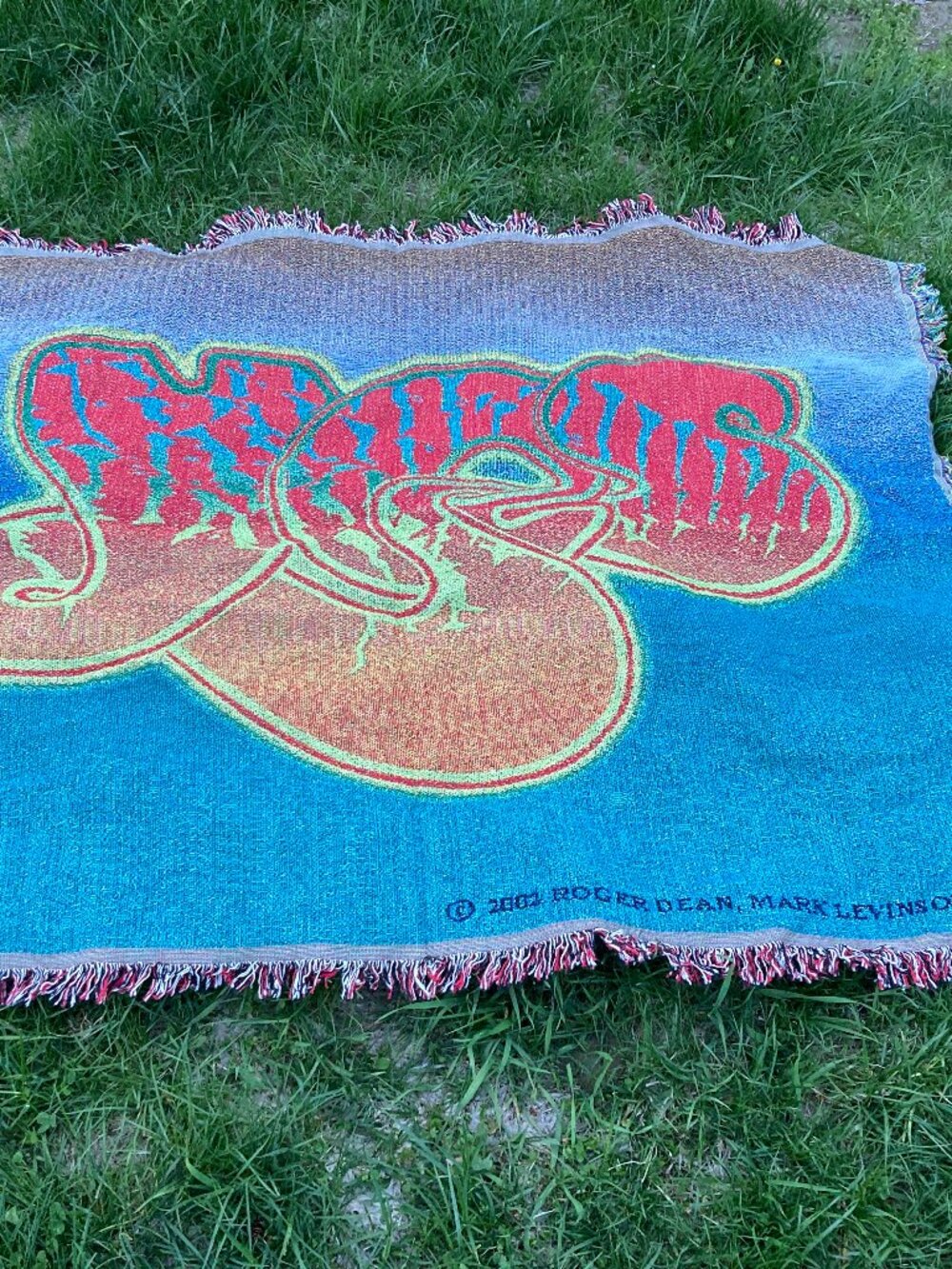The band YES Blanket Throw Tapestry; 2002 Roger Dean, Mark Levinson & Yes